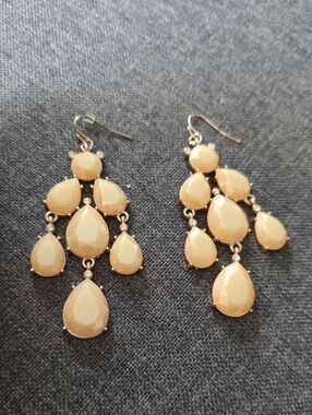 Beige/Rose Teardrop Chandelier Earrings - Women Jewelry